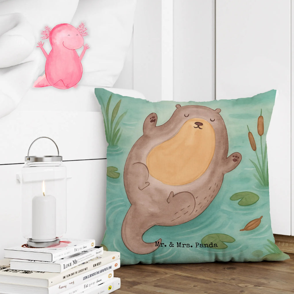 Cushion otter Embrace Design fluffy, cushion, 40x40, pad, Pillow, soft, bed, pillow case, sofa, couch, pillows, settee, bedroom, 40 x 40, otter, marten, sea otter, European otter, water mammal, aquatic animal, baby otter, predator, water, otter gifts, animal lover, gift ideas for animal lovers, animal, mammal, water animal, gifts for people in love, Otter Sea Otter Lake Otter