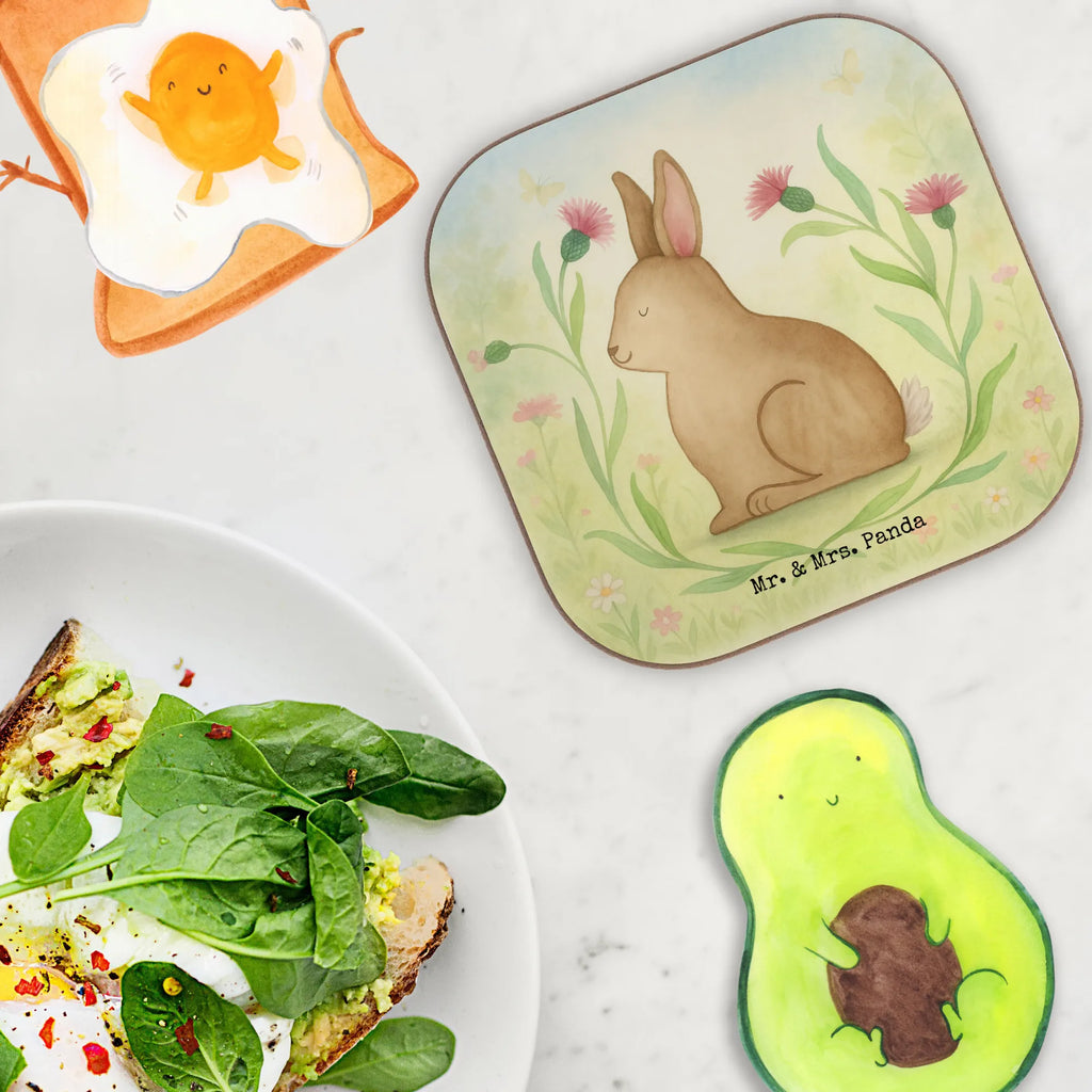 Square coaster Hare Sit Design presents, gifts, breakfast, gift, Coasters, party, glass coasters, Easter, Easter bunny, Rabbit, Hare, Easter flower, Greetings, Easter greetings, Love, Happy Easter