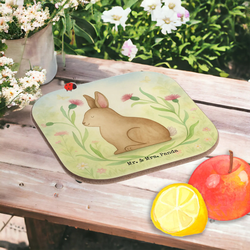 Square coaster Hare Sit Design presents, gifts, breakfast, gift, Coasters, party, glass coasters, Easter, Easter bunny, Rabbit, Hare, Easter flower, Greetings, Easter greetings, Love, Happy Easter