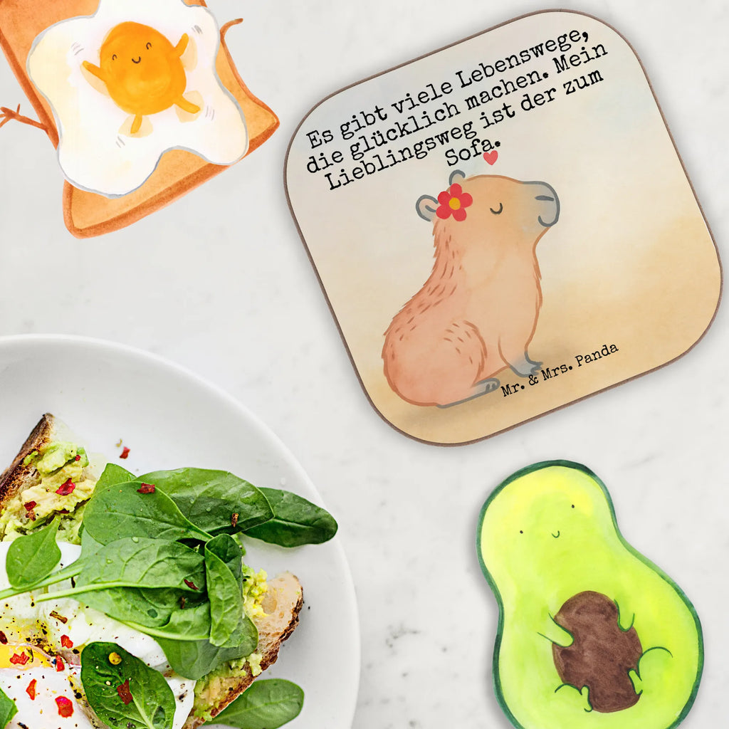 Square coaster Capybara flower Design glass coasters, breakfast, Coasters, party, gift, gifts, presents, small animals, cute, funny, cute animal motives, hand drawn, small world, funny sayings, good mood, happy, gift ideas, special gifts, animal lover, card