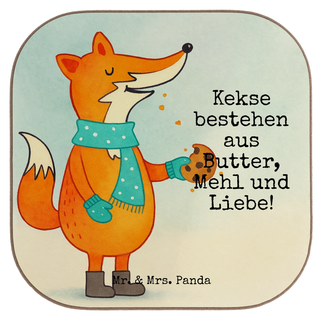 Square coaster Fox biscuit Design presents, party, Coasters, gifts, gift, breakfast, glass coasters, fox, foxes, forest wildlife, clever as a fox, animal lover, winter, cookies, kitchen decoration, christmas time, love, christmas present, baking saying