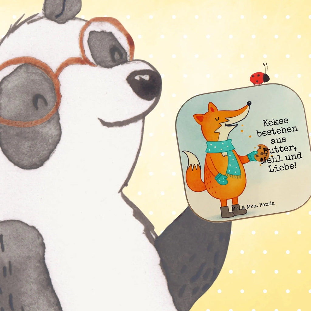 Square coaster Fox biscuit Design presents, party, Coasters, gifts, gift, breakfast, glass coasters, fox, foxes, forest wildlife, clever as a fox, animal lover, winter, cookies, kitchen decoration, christmas time, love, christmas present, baking saying