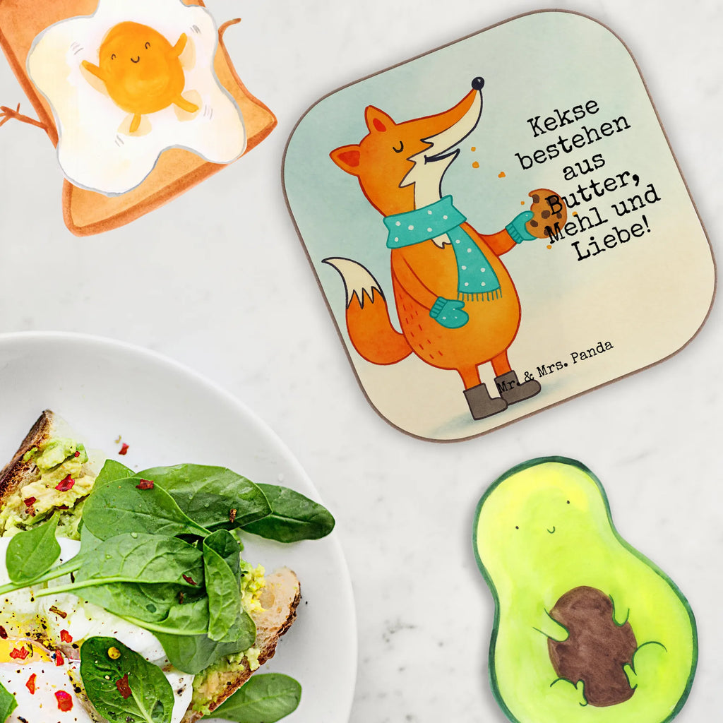 Square coaster Fox biscuit Design presents, party, Coasters, gifts, gift, breakfast, glass coasters, fox, foxes, forest wildlife, clever as a fox, animal lover, winter, cookies, kitchen decoration, christmas time, love, christmas present, baking saying