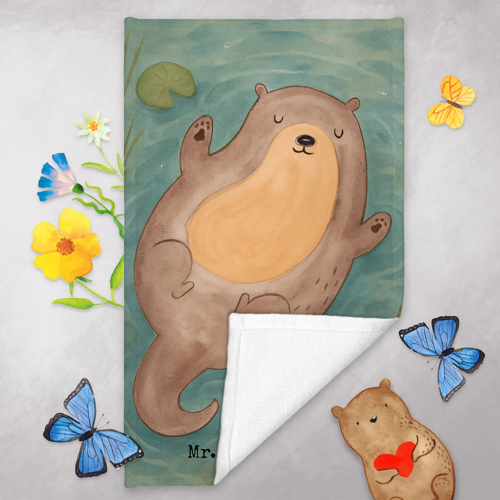 Guest towel otter Embrace Design 50 x 30, Guest towel, guest towels, hand towels, towel, otter, marten, sea otter, European otter, water mammal, aquatic animal, baby otter, predator, water, otter gifts, animal lover, gift ideas for animal lovers, animal, mammal, water animal, gifts for people in love, Otter Sea Otter Lake Otter