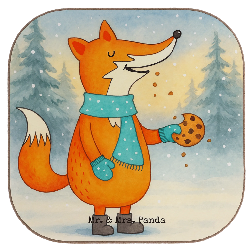 Square coaster Fox biscuit Design presents, party, Coasters, gifts, gift, breakfast, glass coasters, fox, foxes, forest wildlife, clever as a fox, animal lover, winter, cookies, kitchen decoration, christmas time, love, christmas present, baking saying