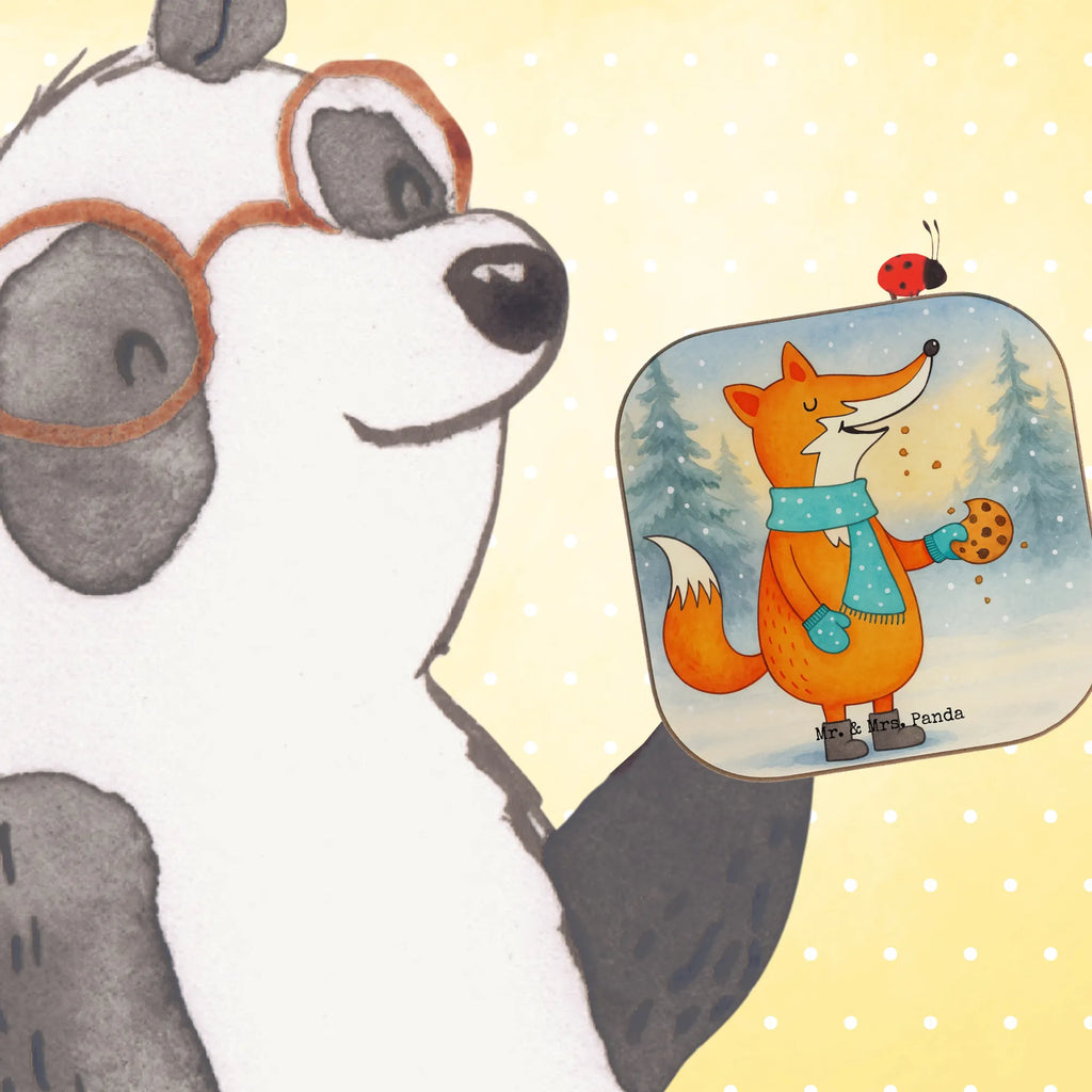 Square coaster Fox biscuit Design presents, party, Coasters, gifts, gift, breakfast, glass coasters, fox, foxes, forest wildlife, clever as a fox, animal lover, winter, cookies, kitchen decoration, christmas time, love, christmas present, baking saying