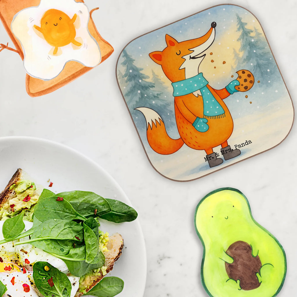 Square coaster Fox biscuit Design presents, party, Coasters, gifts, gift, breakfast, glass coasters, fox, foxes, forest wildlife, clever as a fox, animal lover, winter, cookies, kitchen decoration, christmas time, love, christmas present, baking saying