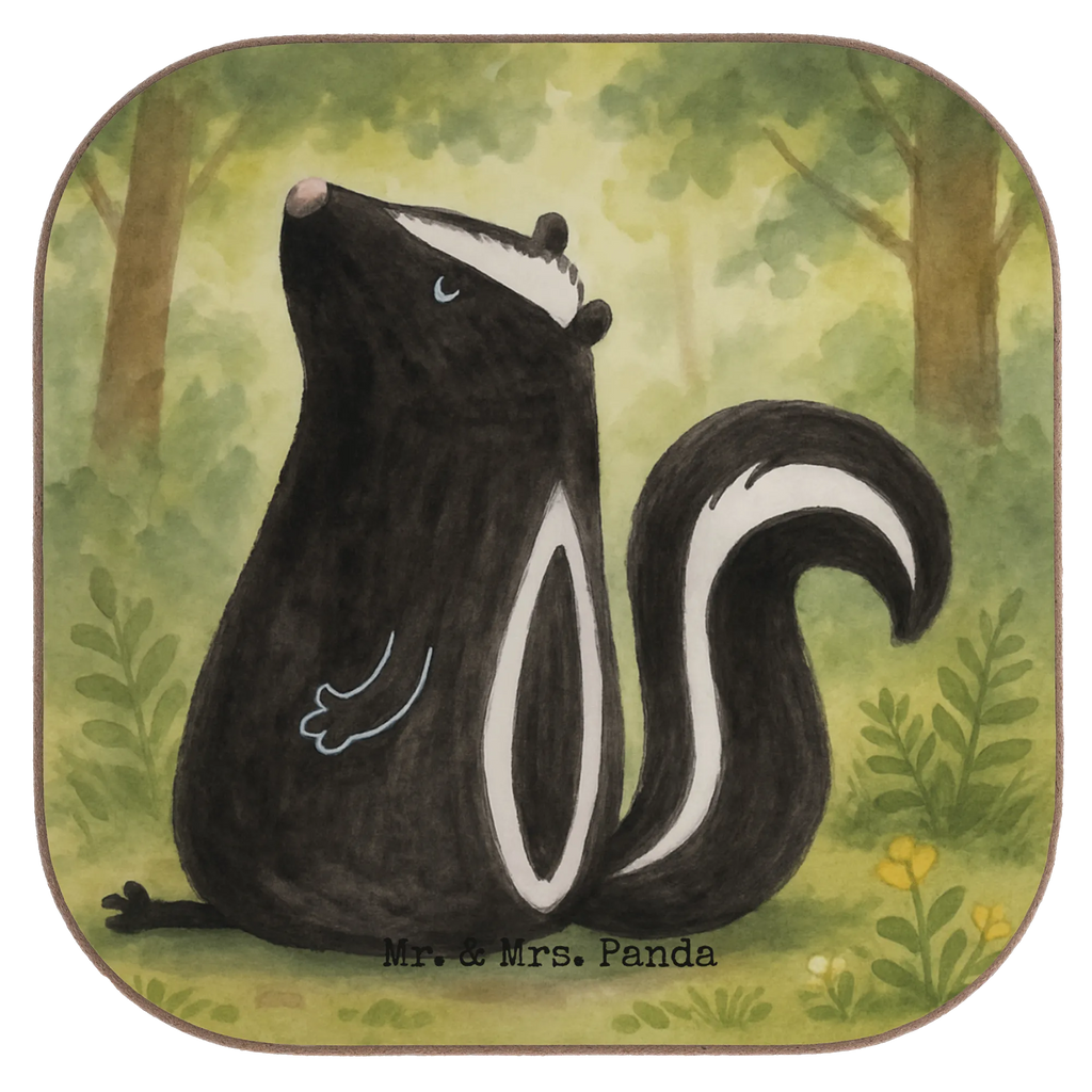 Square coaster skunk Sit Design presents, glass coasters, gifts, Coasters, gift, party, breakfast, Skunk, know-it-all, skunk, office, wild animal, stinker, law, slogan, stinky, predator