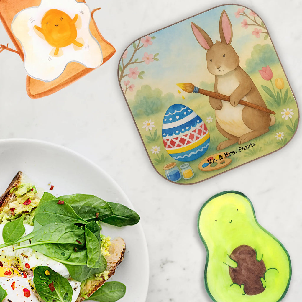 Square coaster Hare painting eggs Design Coasters, gift, breakfast, presents, gifts, party, glass coasters, Easter, Easter bunny, painted Easter eggs, egg painting, Happy Easter, Easter flower, rabbit, Easter egg, Easter greetings