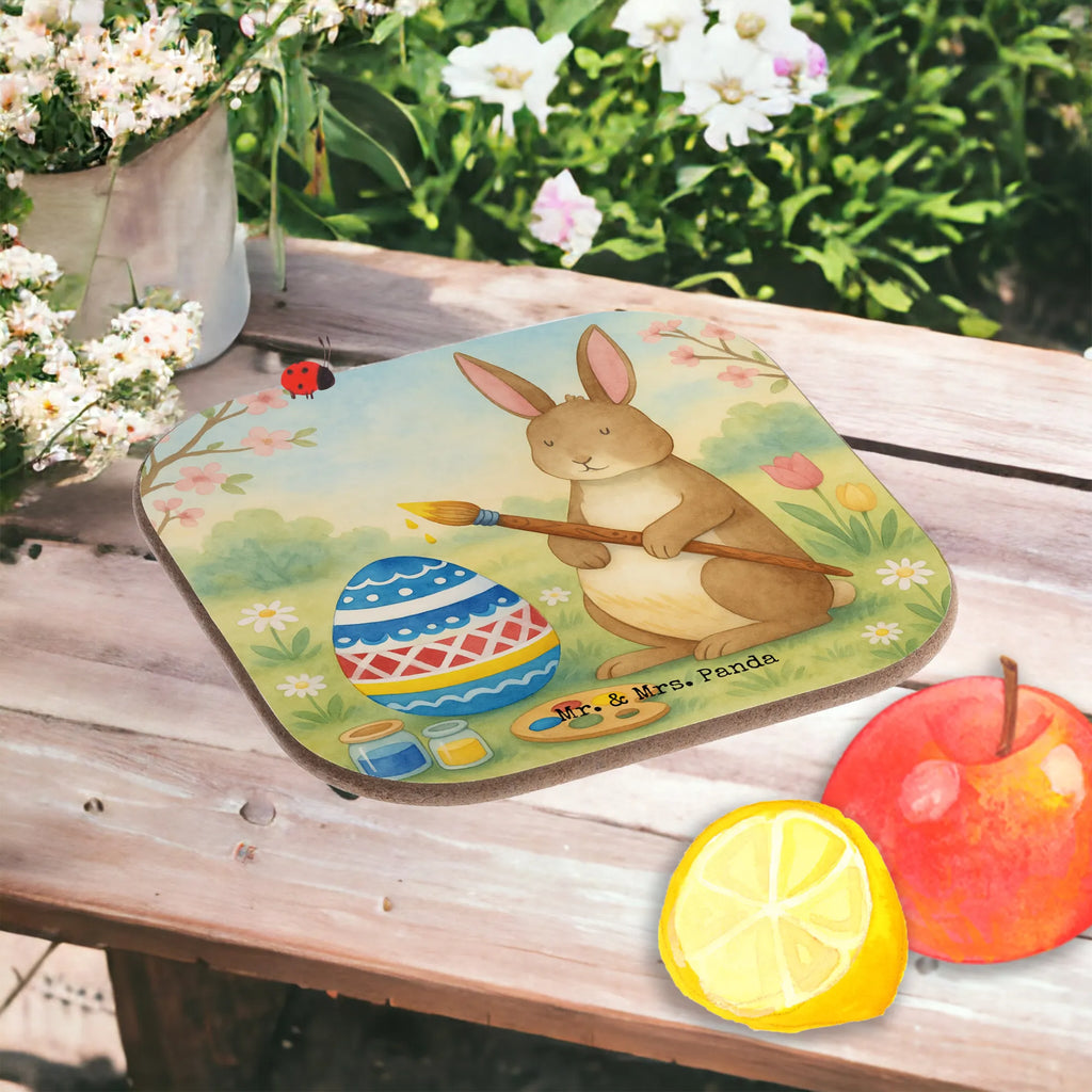 Square coaster Hare painting eggs Design Coasters, gift, breakfast, presents, gifts, party, glass coasters, Easter, Easter bunny, painted Easter eggs, egg painting, Happy Easter, Easter flower, rabbit, Easter egg, Easter greetings