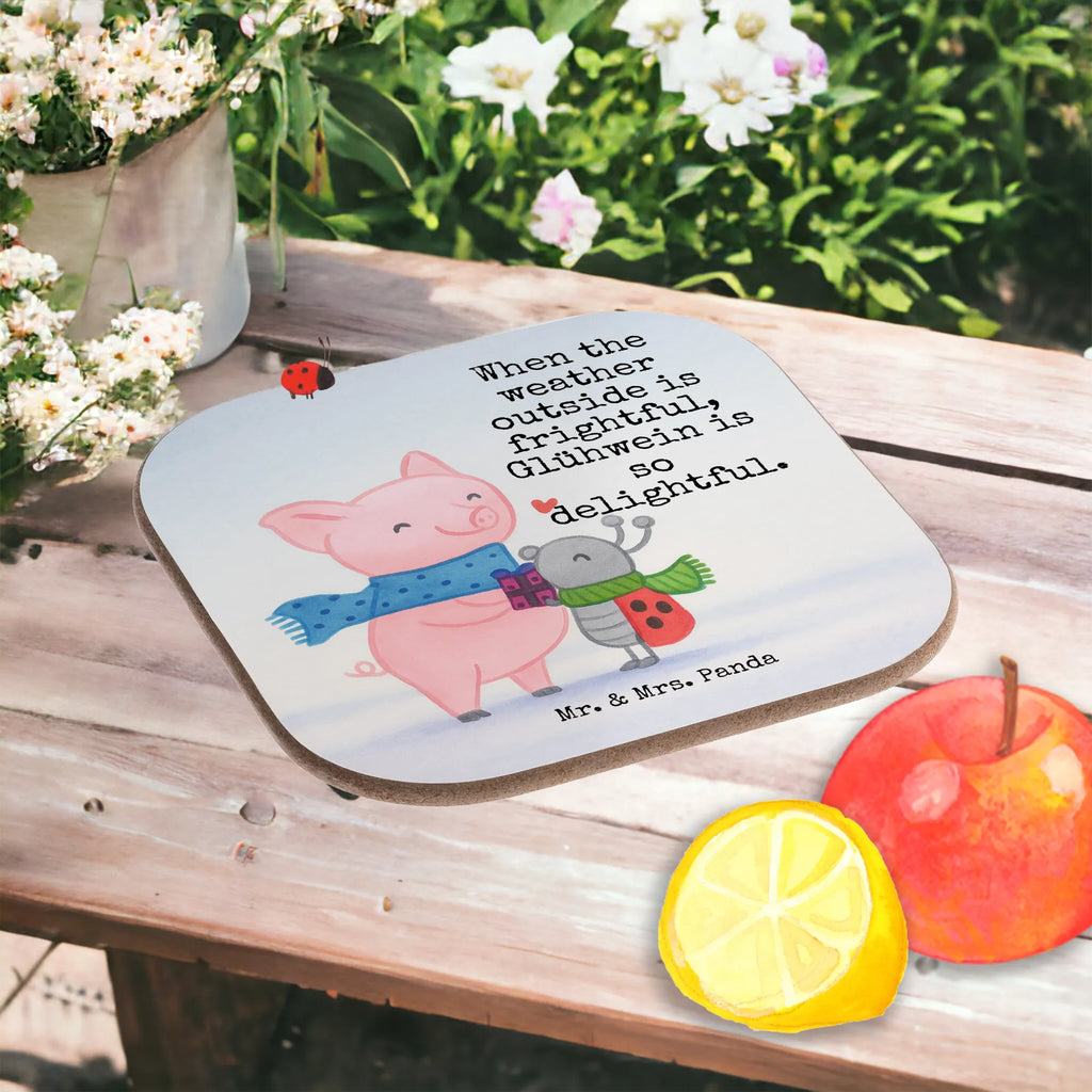 Square coaster Glow Pig Snuggle Design gifts, Coasters, party, glass coasters, presents, gift, breakfast, Winter, Christmas, Christmas time, snow