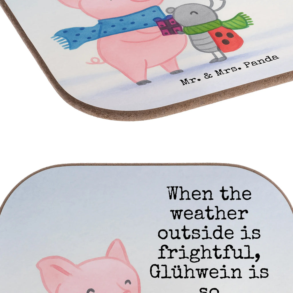 Square coaster Glow Pig Snuggle Design gifts, Coasters, party, glass coasters, presents, gift, breakfast, Winter, Christmas, Christmas time, snow