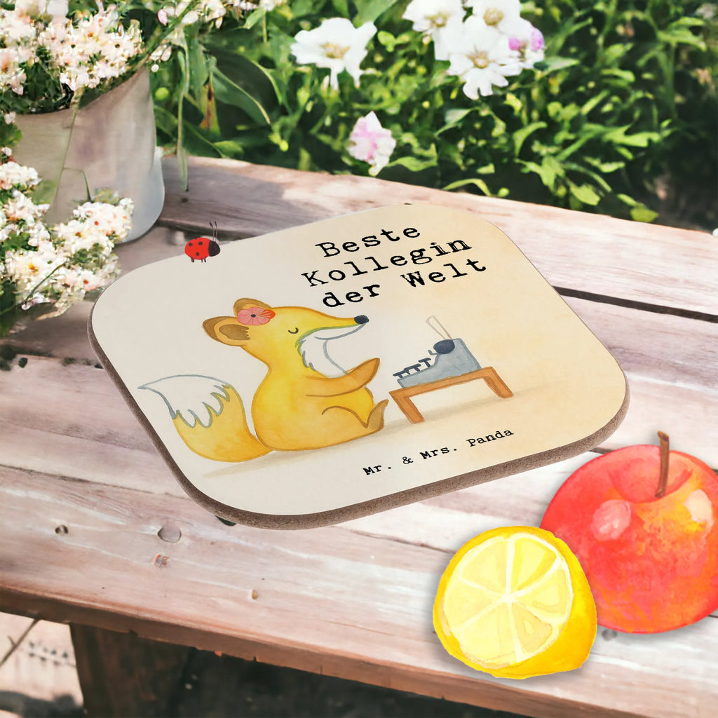 Square coaster Fox Best colleague in the world Design party, gifts, Coasters, breakfast, glass coasters, presents, gift, for, thank you, giving, birthday, birthday present, gift idea, souvenir, make you happy, gift tip, co-worker, office, job, girlfriend, Work colleague, retirement, farewell gift, colleague, fellow worker, work