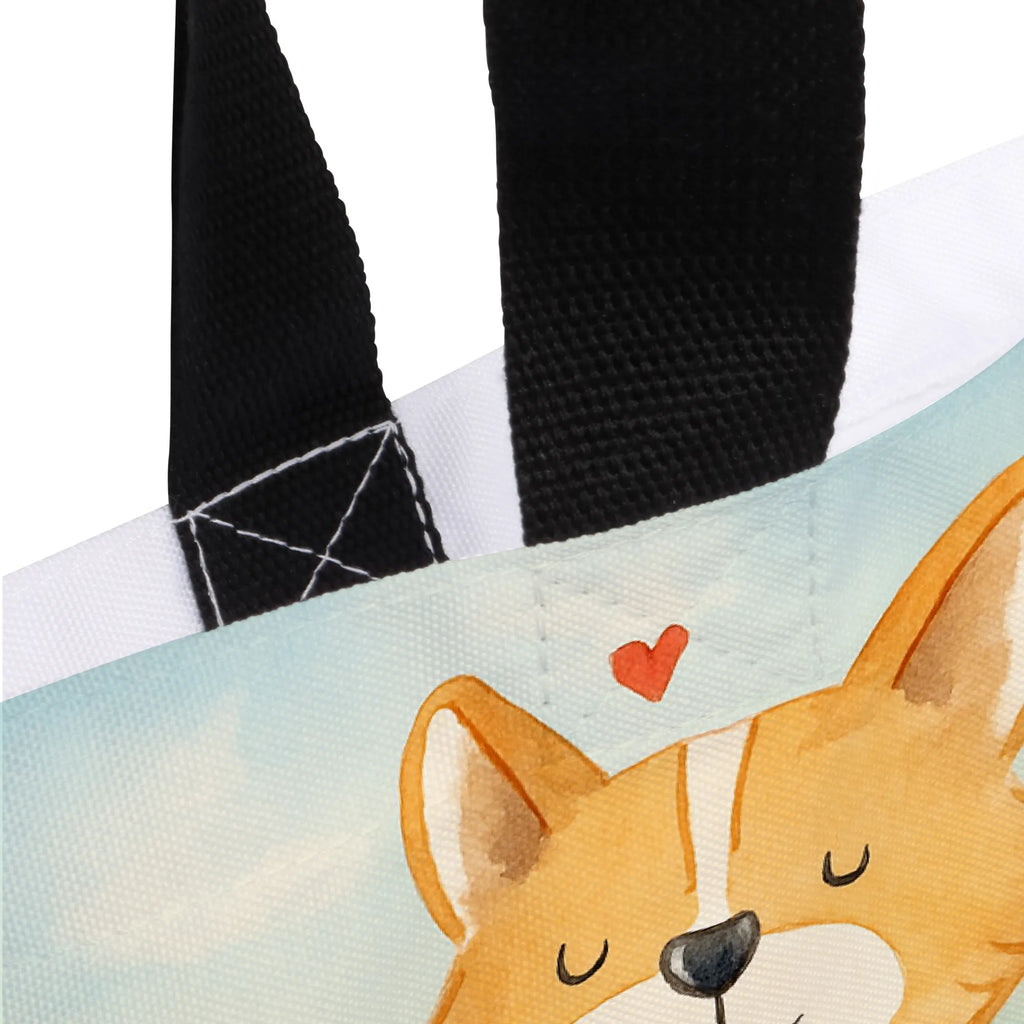 Shopper Hund Glück Design Beutel, Tragebeutel, Einkaufstasche, Strandtasche, Einkaufsbeutel, Schulbeutel, Tasche, Schultasche, Freizeittasche, Shopper, Alltagstasche, Hund, Hundemotiv, Haustier, Hunderasse, Tierliebhaber, Hundebesitzer, Sprüche, Hundeliebe, Corgie, Hundemama, Spruch, Liebe
