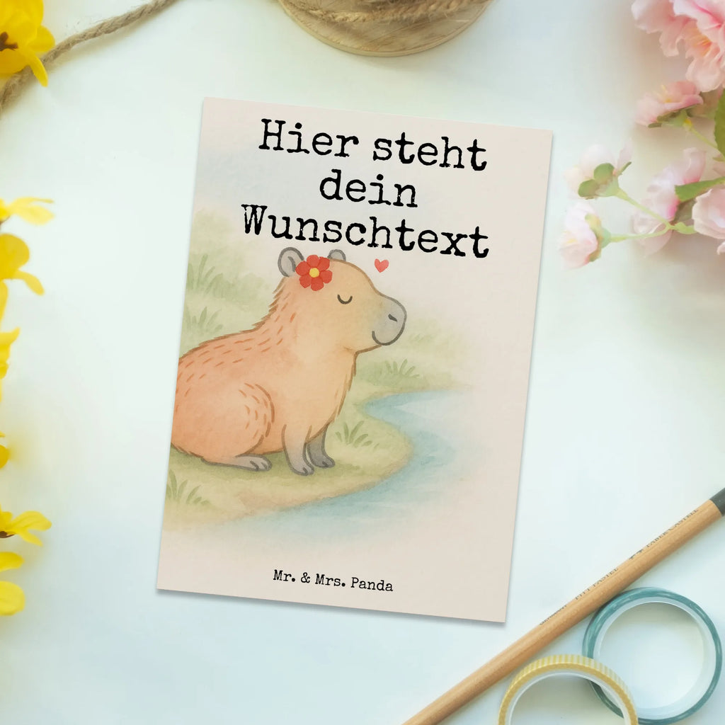 Personalised postcard Capybara flower Design small animals, cute, funny, cute animal motives, hand drawn, small world, funny sayings, good mood, happy, gifts, gift ideas, special gifts, animal lover, card