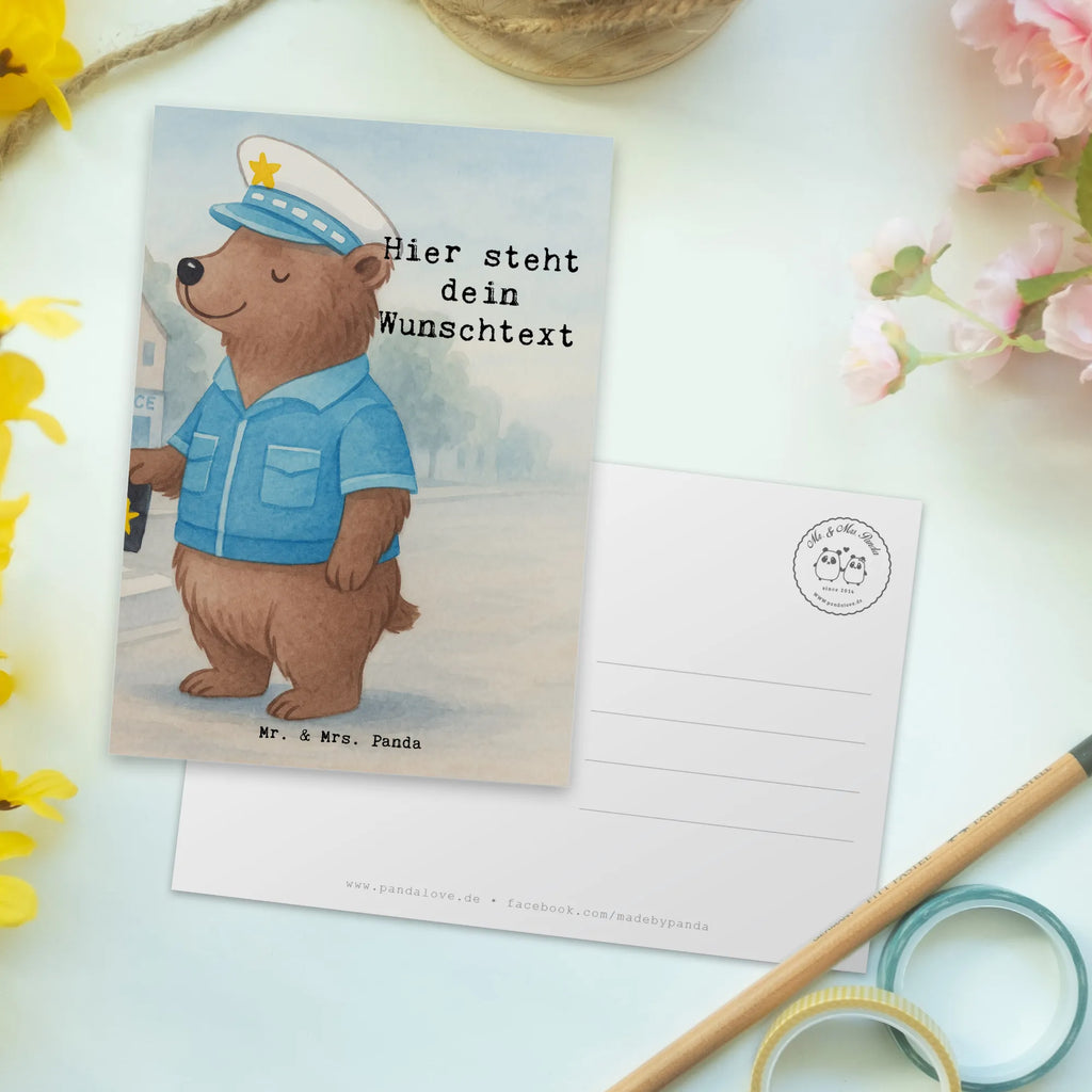 Personalised postcard Policewoman Passion Design gift, gift idea, best, farewell gift, passing exam, anniversary, retirement, promotion, job start, sayings, funny, profession