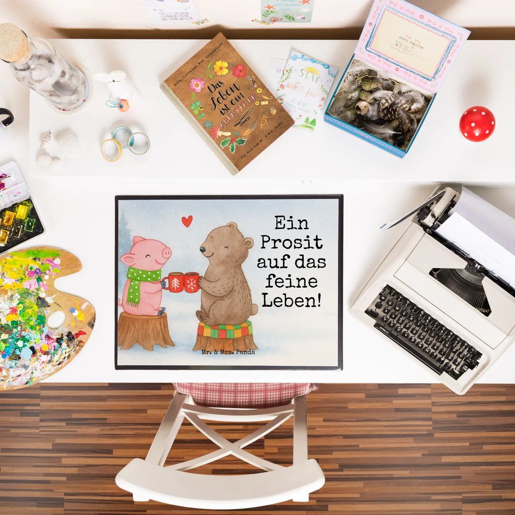 Desk pad Glowing Pig Bash Design desk, underlay, Desk pad, children, girl, office, Winter, Christmas, Christmas time, snow