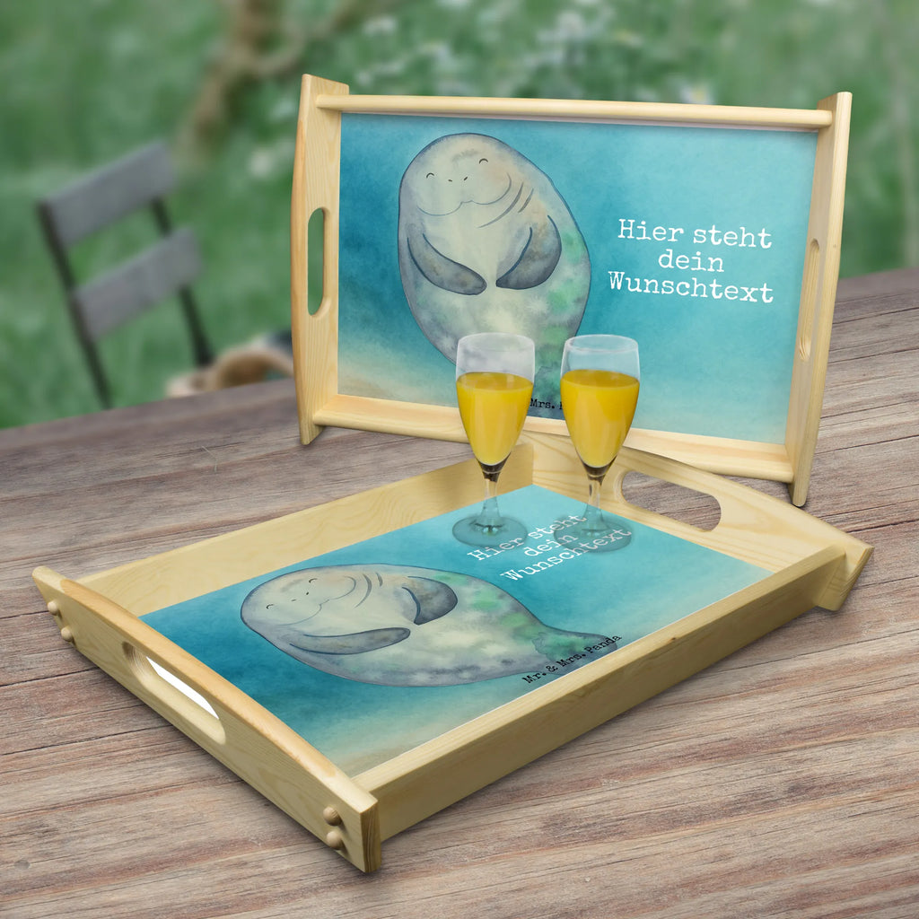 Personalisiertes Serviertablett Seekuh Happy Design Tablett mit Namen, Personalisiertes Küchentablett, Personalisiertes Tablett, Personalisiertes Serviertablett, Serviertablett mit Namen, Personalisiertes Frühstückstablett, Personalisiertes Holztablett, Personalisiertes Dekotablett, Meerestiere, Meer, Urlaub, Achtsamkeit, Selbstliebe, Neuanfang, Freundin, Seekühe, Seekuh, Liebeskummer, Zufrieden, Respekt, Neustart