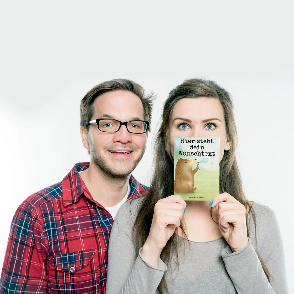 Personalised postcard bear soap bubbles Design bear, teddy, teddy bear, cuddly toy, Soap Bubbles Bear Funny Being Happy Sad Happy