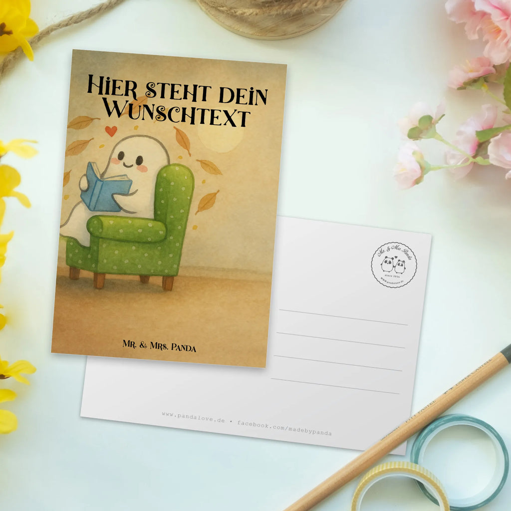 Personalised postcard Ghost Book Design Halloween, decoration, Martin singing, decor, gifts, giving