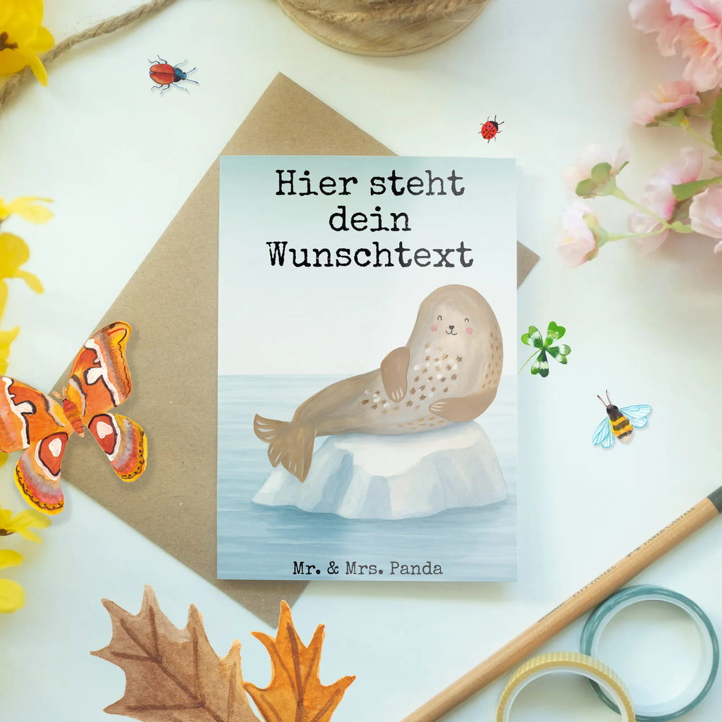 Personalisierte Grußkarte Robbe Lachen Design Grußkarte selbst gestalten, Personalisierte Glückwunschkarte, Grußkarte als Geldgeschenk, Grußkarte selber drucken, Grußkarte mit persönlichen Nachrichten, Personalisiertere Klappkarte, Personalisierte Einladungskarte, Personalisierte Karte, Personalisierte Geburtstagskarte, Personalisierte Grußkarte, Grußkarte mit Namen, Grußkarten personalisiert, Personalisierte Hochzeitskarte, Tiermotive, Gute Laune, lustige Sprüche, Tiere, Strand, Meerestier, Robben, Robbe, Nordsee, Ostsee, Seehund