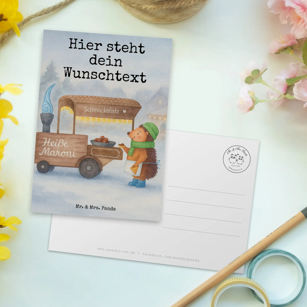 Personalisierte Postkarte Igel Maronen Design Einladung mit Namen, Geschenkkarte mit Wunschtext, Ansichtskarte mit Namen, Karte mit Namen, Ansichtskarte mit Wunschtext, Postkarte personalisierbar, Einladung mit Wunschtext, Postkarte bedrucken, Postkarte mit Namen, Karte mit Wunschtext, Grußkarte mit Wunschtext, Geschenkkarte mit Namen, Postkarte mit Wunschtext, Grußkarte mit Namen, Winter, Weihnachten, Weihnachtsdeko, Nikolaus, Advent, Heiligabend, Wintermotiv, Duft, Kastanien, Maronen, Weihnachtsmarkt