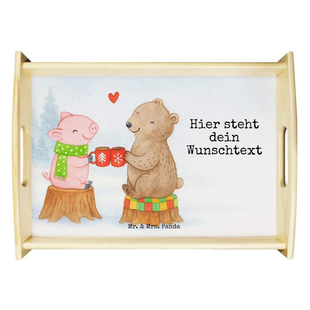 Personalised serving tray Glowing Pig Bash Design Winter, Christmas, Christmas time, snow