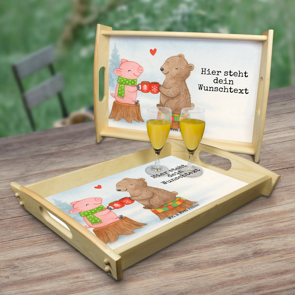 Personalised serving tray Glowing Pig Bash Design Winter, Christmas, Christmas time, snow