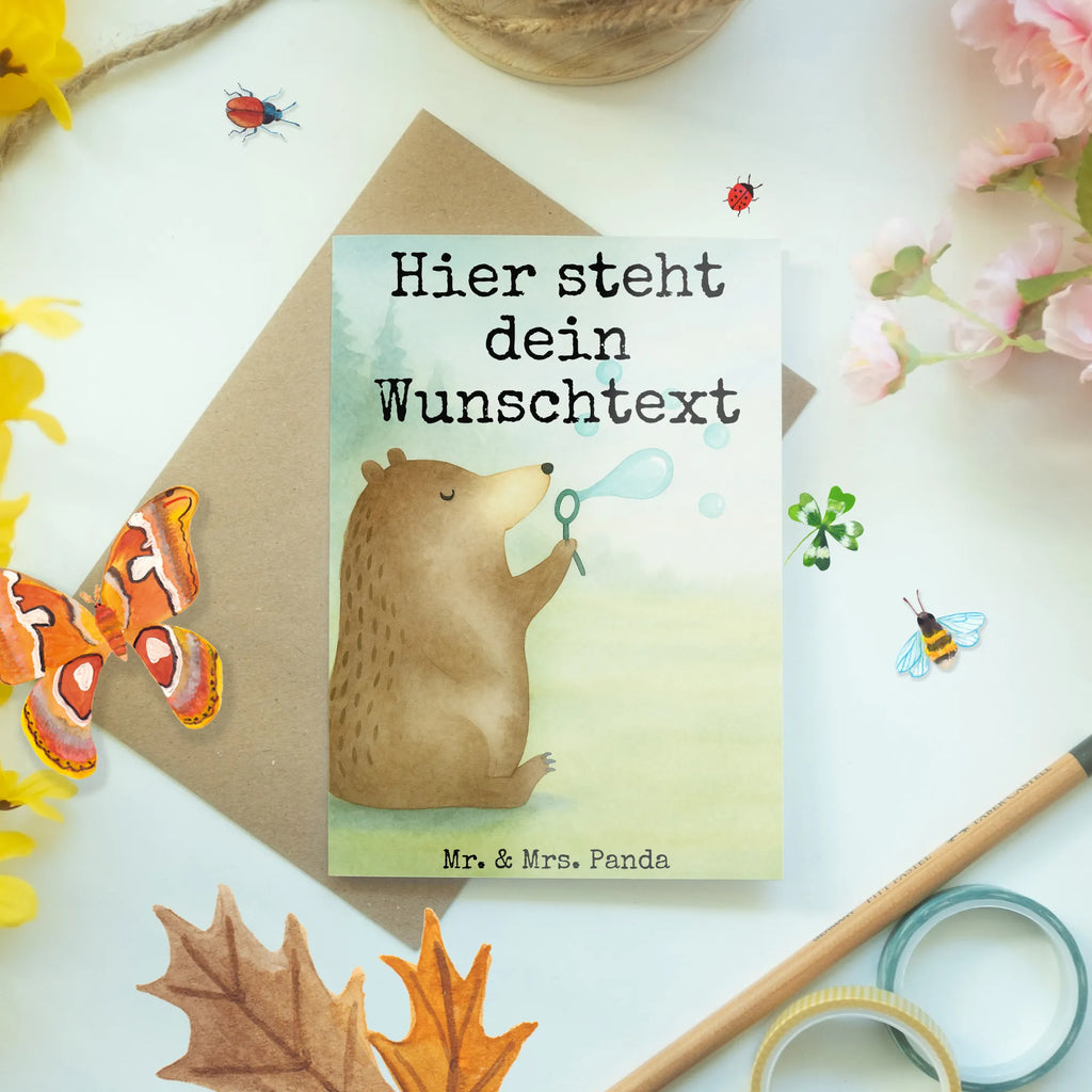 Personalisierte Grußkarte Bär Seifenblasen Design Personalisierte Hochzeitskarte, Grußkarte selbst gestalten, Personalisierte Karte, Personalisierte Einladungskarte, Grußkarte mit Namen, Personalisierte Geburtstagskarte, Personalisierte Glückwunschkarte, Grußkarte selber drucken, Personalisierte Grußkarte, Personalisiertere Klappkarte, Grußkarte als Geldgeschenk, Grußkarten personalisiert, Grußkarte mit persönlichen Nachrichten, Bär, Teddy, Teddybär, Seifenblasen Bär Lustig Sein Glücklich Traurig Happy