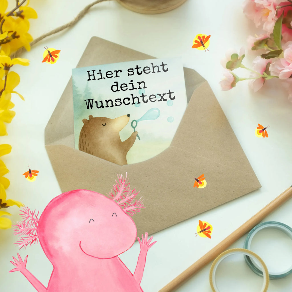 Personalisierte Grußkarte Bär Seifenblasen Design Personalisierte Hochzeitskarte, Grußkarte selbst gestalten, Personalisierte Karte, Personalisierte Einladungskarte, Grußkarte mit Namen, Personalisierte Geburtstagskarte, Personalisierte Glückwunschkarte, Grußkarte selber drucken, Personalisierte Grußkarte, Personalisiertere Klappkarte, Grußkarte als Geldgeschenk, Grußkarten personalisiert, Grußkarte mit persönlichen Nachrichten, Bär, Teddy, Teddybär, Seifenblasen Bär Lustig Sein Glücklich Traurig Happy