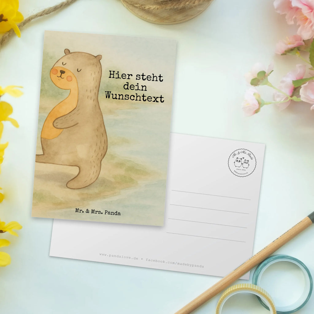 Personalised postcard otter Belly Design otter, marten, sea otter, European otter, water mammal, aquatic animal, baby otter, predator, water, otter gifts, animal lover, gift ideas for animal lovers, animal, mammal, water animal, gifts for people in love, Otter Sea Otter Lake Otter