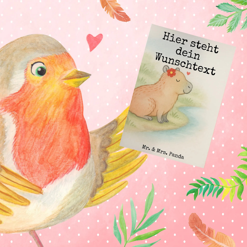 Personalised greetings card Capybara flower Design small animals, cute, funny, cute animal motives, hand drawn, small world, funny sayings, good mood, happy, gifts, gift ideas, special gifts, animal lover, card