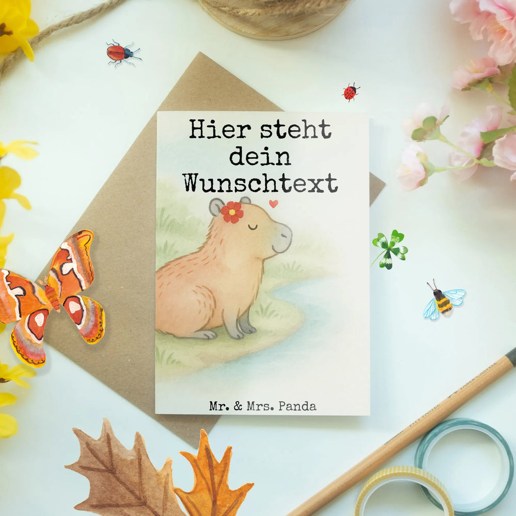 Personalised greetings card Capybara flower Design small animals, cute, funny, cute animal motives, hand drawn, small world, funny sayings, good mood, happy, gifts, gift ideas, special gifts, animal lover, card