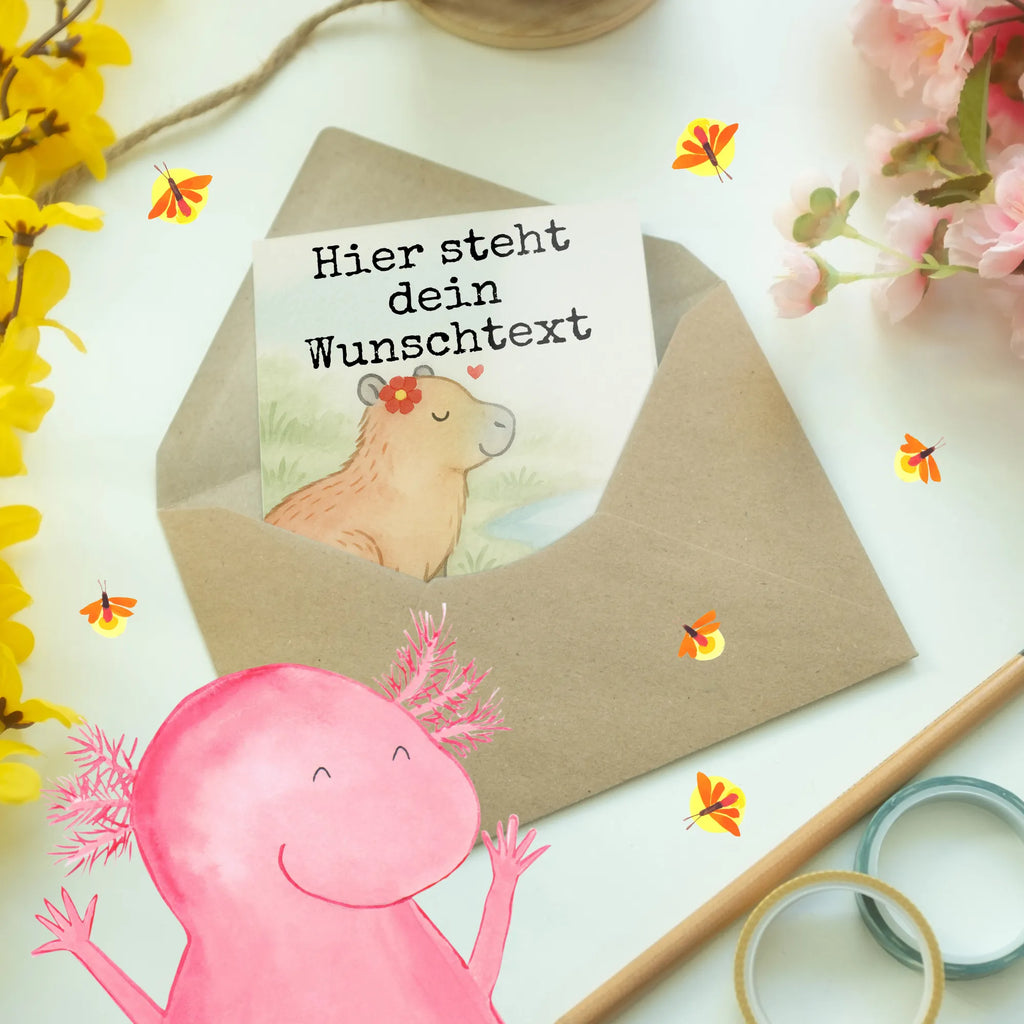 Personalised greetings card Capybara flower Design small animals, cute, funny, cute animal motives, hand drawn, small world, funny sayings, good mood, happy, gifts, gift ideas, special gifts, animal lover, card