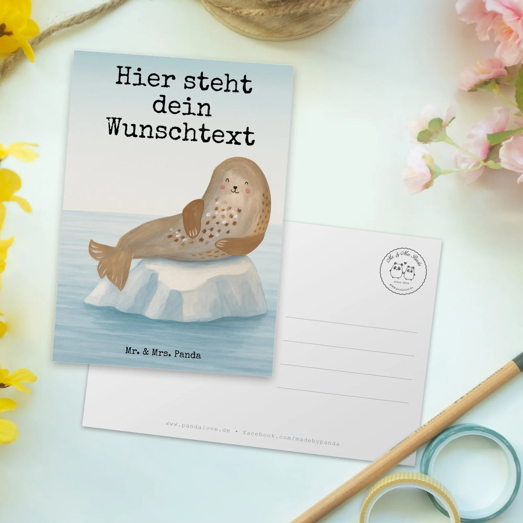 Personalisierte Postkarte Robbe Lachen Design Grußkarte mit Wunschtext, Ansichtskarte mit Wunschtext, Grußkarte mit Namen, Postkarte mit Wunschtext, Postkarte bedrucken, Postkarte personalisierbar, Ansichtskarte mit Namen, Einladung mit Wunschtext, Geschenkkarte mit Wunschtext, Einladung mit Namen, Geschenkkarte mit Namen, Karte mit Namen, Postkarte mit Namen, Karte mit Wunschtext, Tiermotive, Gute Laune, lustige Sprüche, Tiere, Nordsee, Strand, Meerestier, Robben, Seehund, Robbe, Ostsee