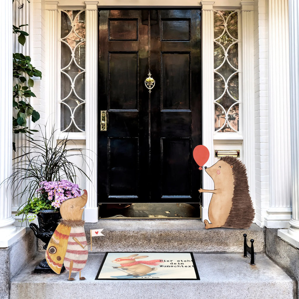 Spersonalizowana wycieraczka królik jazda na nartach Design Bedrucken, Namensfussmatte, Personalisiert, Wunschnamen, Personalisieruung, Haustürmatte personalisiert, Fußmatte mit Namen, Fußmatte bedrucken, Türvorleger personalisiert, Personalisierte Fußmatte, Türvorleger mit Namen, Geschenk, Sport, Sportart, Hobby, Schenken, Danke, Dankeschön, Auszeichnung, Gewinn, Sportler, Skirennen, Skiwettbewerb, Ski fahren, Skifahren, Skisport