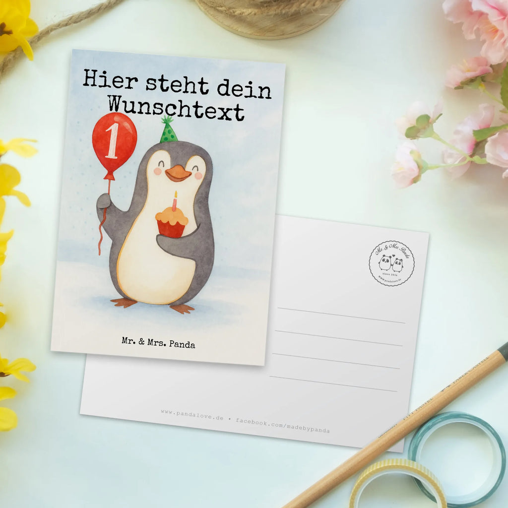 Personalised postcard 1st birthday Penguin Balloon Design Birthday, celebration, party, birthday party, friends, family, birthday wish, birthday present, birthday cards, 18th birthday, 30th birthday, 40th, 50th, 60th, 70th, 80th, 90th, 90th., gift ideas, gifts for girlfriend, boyfriend, mom, dad, brother, sister, congratulations, funny, sayings, 1 year, money gifts, guest gifts, gifts online, gift basket, special gifts, unusual gifts, extraordinary gifts, gift package, original gifts, gift items, special birthday gifts, gift, happy birthday, penguin, birthday, birthdays
