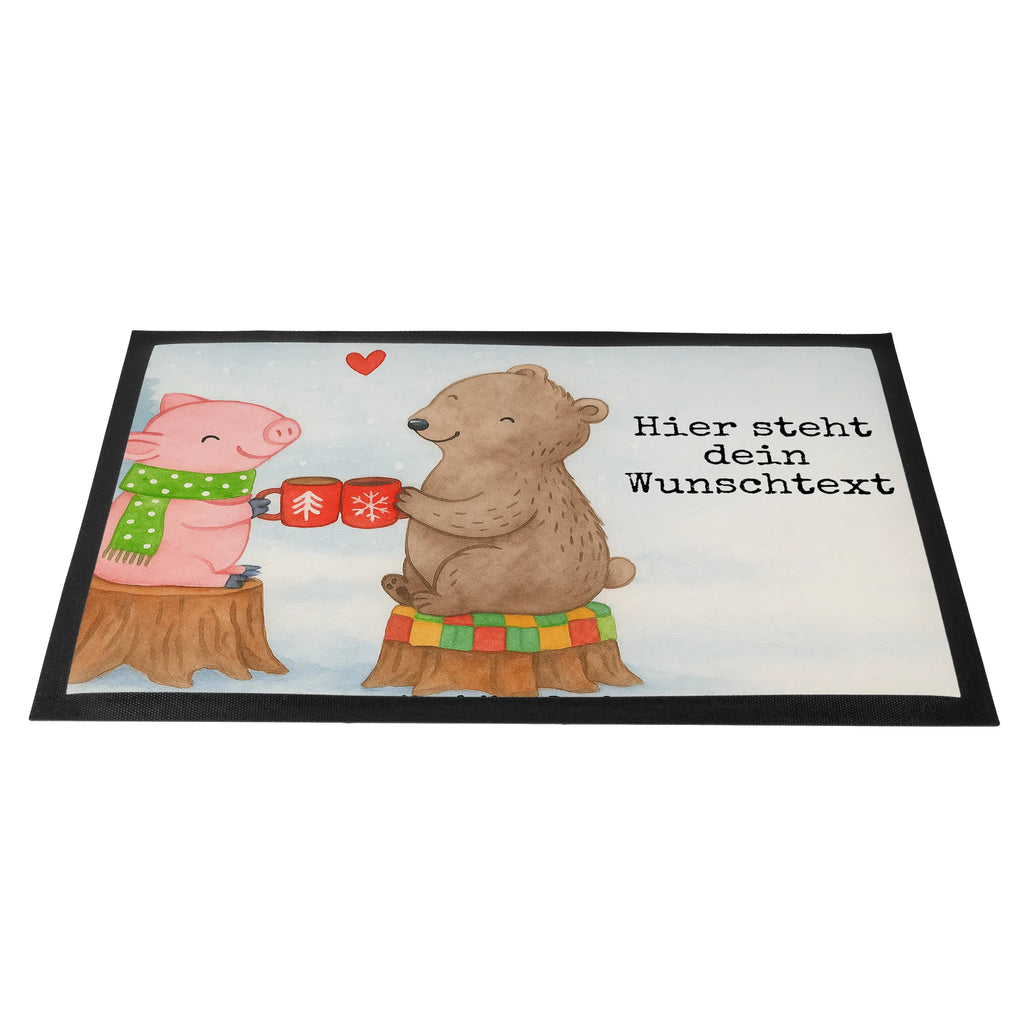 Personalized doormat Glowing Pig Bash Design Winter, Christmas, Christmas time, snow