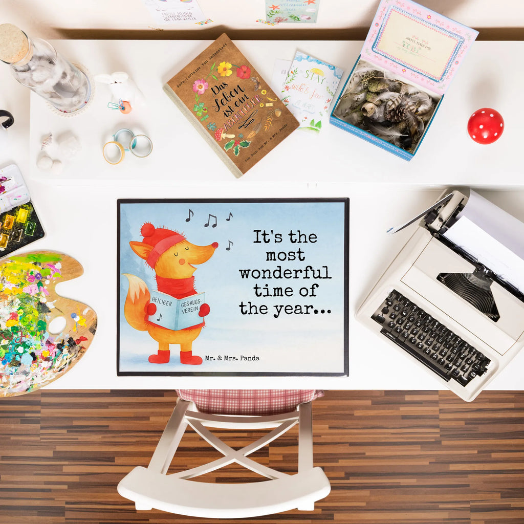 Schreibtischunterlage Fuchs Sänger Design Bürobedarf, Büroartikel, Schreibtischunterlage Groß, Schreibtischauflage, Schreibwaren, Schreibunterlage, Schreibtisch Unterlagen, Winter, Weihnachten, Weihnachtsdeko, Nikolaus, Advent, Heiligabend, Wintermotiv, Sänger, Singen, Füchse, Weihnachtslieder, Fuchs, Geschenk Sänger