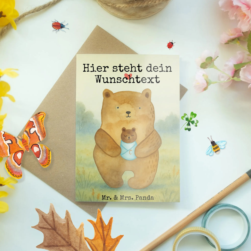 Personalised greetings card bear infant Design bear, teddy, teddy bear, cuddly toy, parents, birthday, mother, grandson, niece, nephew, grandchild, baby, birth, baptism, baptized child, congratulations