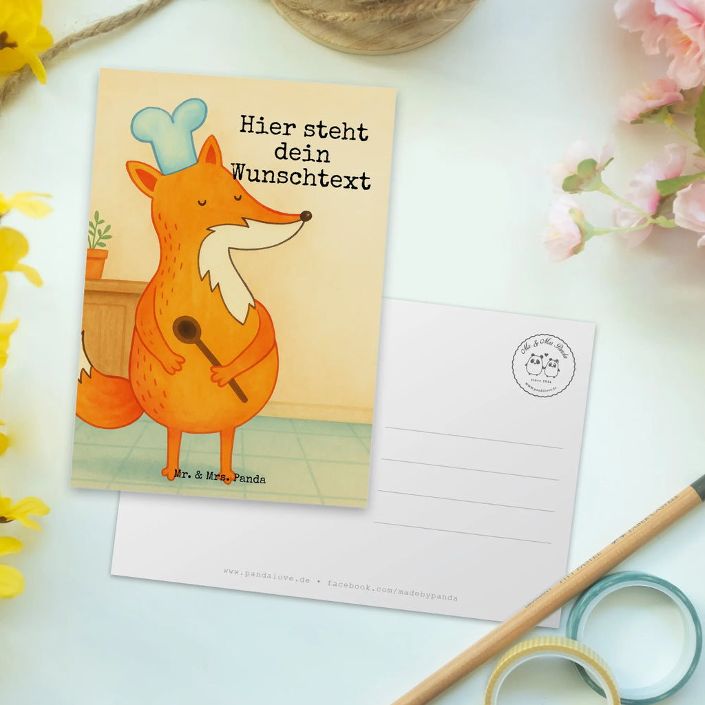 Personalised postcard Fox A cook Design fox, foxes, forest wildlife, clever as a fox, animal lover, Fox, Cook gift, Kitchen decoration, Kitchen slogan, Baker, funny, Party slogan, Slogan funny, Chefs