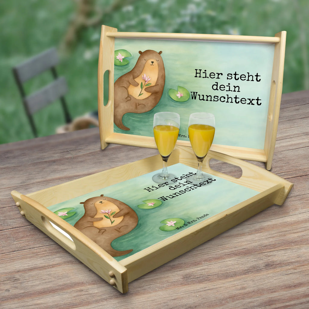 Personalised serving tray otter Water Lily Design otter, marten, sea otter, European otter, water mammal, aquatic animal, baby otter, predator, water, otter gifts, animal lover, gift ideas for animal lovers, animal, mammal, water animal, gifts for people in love