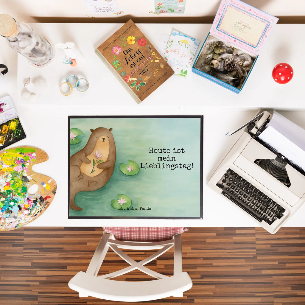 Schreibtischunterlage Otter Seerose Design Schreibunterlage, Schreibtischauflage, Bürobedarf, Büroartikel, Schreibwaren, Schreibtisch Unterlagen, Schreibtischunterlage Groß, Otter, Fischotter, Seeotter, Otter Seeotter See Otter