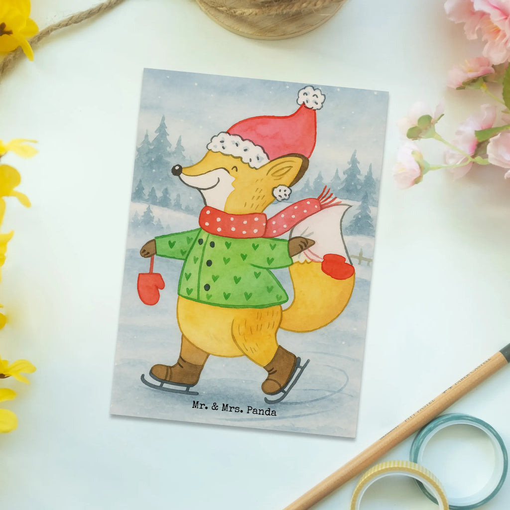 Postcard Fox skates Design Einladungskarten Geburtstag, Grußkarte, Einladung, Dankeskarte, Karte, Postkarte, Geburtstagskarte, Einladungskarte, Ansichtskarten, Einladung Geburtstag, Ansichtskarte, Geschenkkarte, Winter, Weihnachten, Weihnachtsdeko, Nikolaus, Advent, Heiligabend, Wintermotiv, Weihnachtstage, Tannenbaum, Weihnachtsbaum, Weihnachtsmann, Weihnachtszeit