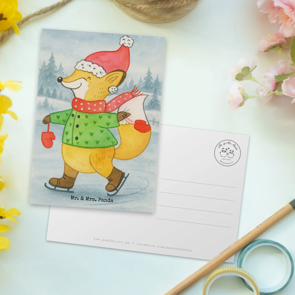 Postcard Fox skates Design Einladungskarten Geburtstag, Grußkarte, Einladung, Dankeskarte, Karte, Postkarte, Geburtstagskarte, Einladungskarte, Ansichtskarten, Einladung Geburtstag, Ansichtskarte, Geschenkkarte, Winter, Weihnachten, Weihnachtsdeko, Nikolaus, Advent, Heiligabend, Wintermotiv, Weihnachtstage, Tannenbaum, Weihnachtsbaum, Weihnachtsmann, Weihnachtszeit