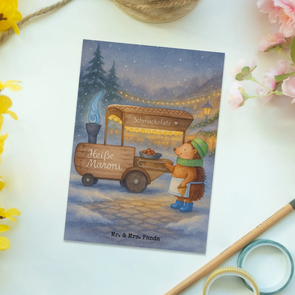 Postkarte Igel Maronen Design Ansichtskarten, Dankeskarte, Einladung, Karte, Einladungskarten Geburtstag, Postkarte, Grußkarte, Einladung Geburtstag, Geburtstagskarte, Ansichtskarte, Einladungskarte, Geschenkkarte, Winter, Weihnachten, Weihnachtsdeko, Nikolaus, Advent, Heiligabend, Wintermotiv, Kastanien, Duft, Weihnachtsmarkt, Maronen