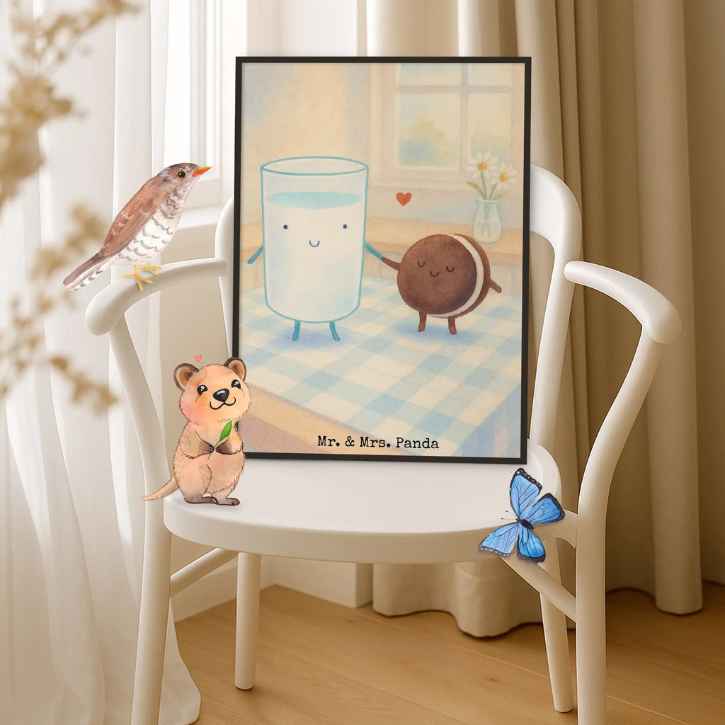 Plakat mleko ciastko Design Küchenposter, Kinderposter, Posterdruck, Wanddekoration, Wanddeko, Designposter, Raumdekoration, Kunstdruck, Poster, Bild, Wandposter, Handgemaltes Poster, Wanddeko Bild, Mr. & Mrs. Panda Poster, Tiermotive, Gute Laune, lustige Sprüche, Tiere, perfektes Paar, Milch, Einladung Frühstück, Kekse, Keks, Cookie, Milk, Motiv süß, Kaffee, romantisch