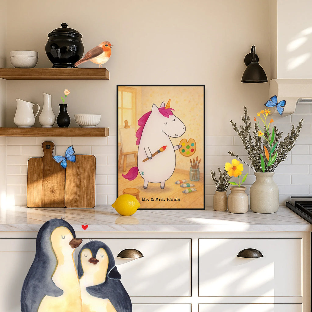 Poster unicorn Artist Design Handgemaltes Poster, Bild, Posterdruck, Wanddeko, Wandposter, Kinderposter, Wanddeko Bild, Kunstdruck, Küchenposter, Poster, Mr. & Mrs. Panda Poster, Raumdekoration, Wanddekoration, Designposter, Einhorn, Einhörner, Einhorn Deko, Unicorn, Farbe, Englisch, Maler, Künstler, Artist, Malen, Geschenk, Stift, Zeichnen, Welt, Pinsel