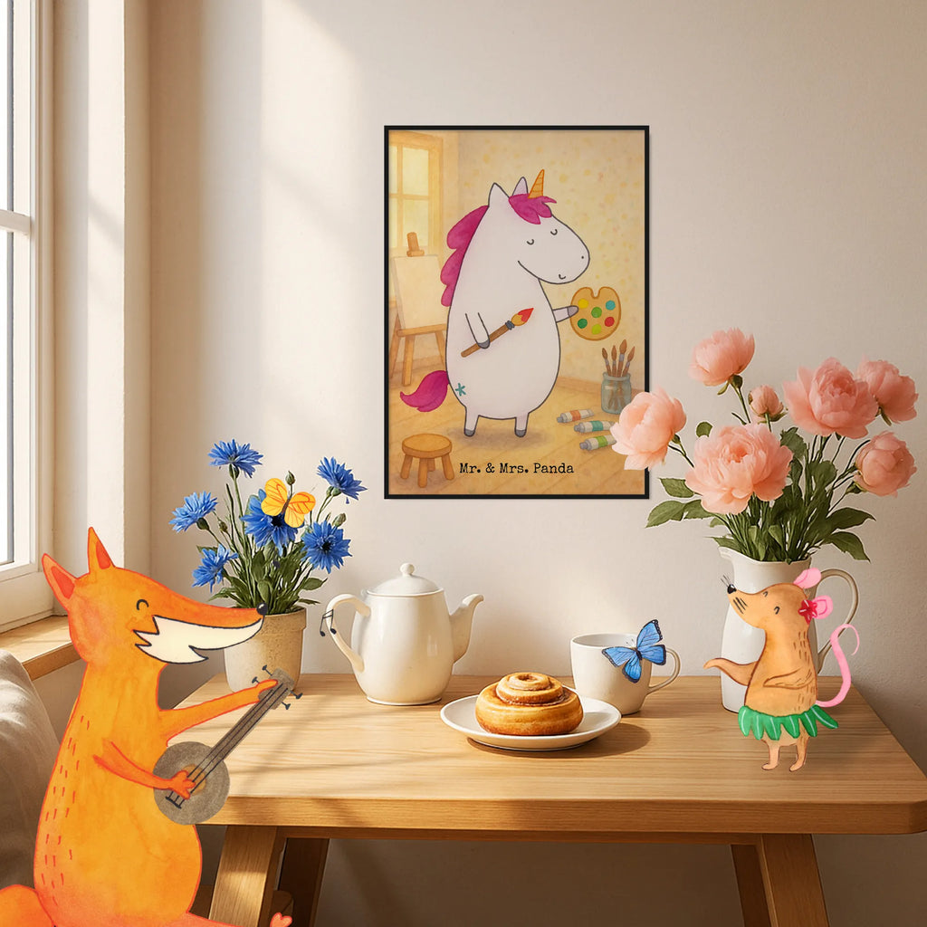 Poster unicorn Artist Design Handgemaltes Poster, Bild, Posterdruck, Wanddeko, Wandposter, Kinderposter, Wanddeko Bild, Kunstdruck, Küchenposter, Poster, Mr. & Mrs. Panda Poster, Raumdekoration, Wanddekoration, Designposter, Einhorn, Einhörner, Einhorn Deko, Unicorn, Farbe, Englisch, Maler, Künstler, Artist, Malen, Geschenk, Stift, Zeichnen, Welt, Pinsel
