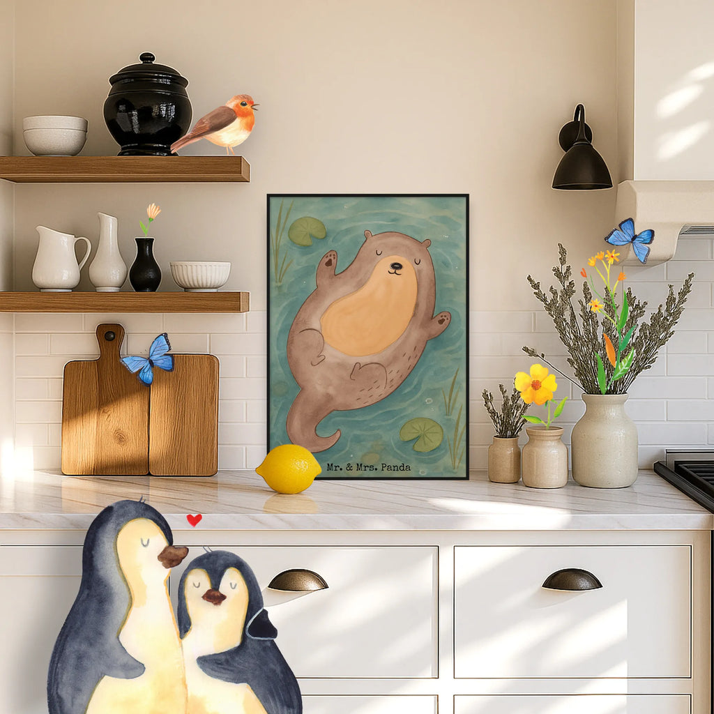 Poster Otter Umarmen Design Wandposter, Kunstdruck, Wanddekoration, Poster, Posterdruck, Küchenposter, Wanddeko, Mr. & Mrs. Panda Poster, Wanddeko Bild, Bild, Designposter, Kinderposter, Handgemaltes Poster, Raumdekoration, Otter, Fischotter, Seeotter, Otter Seeotter See Otter